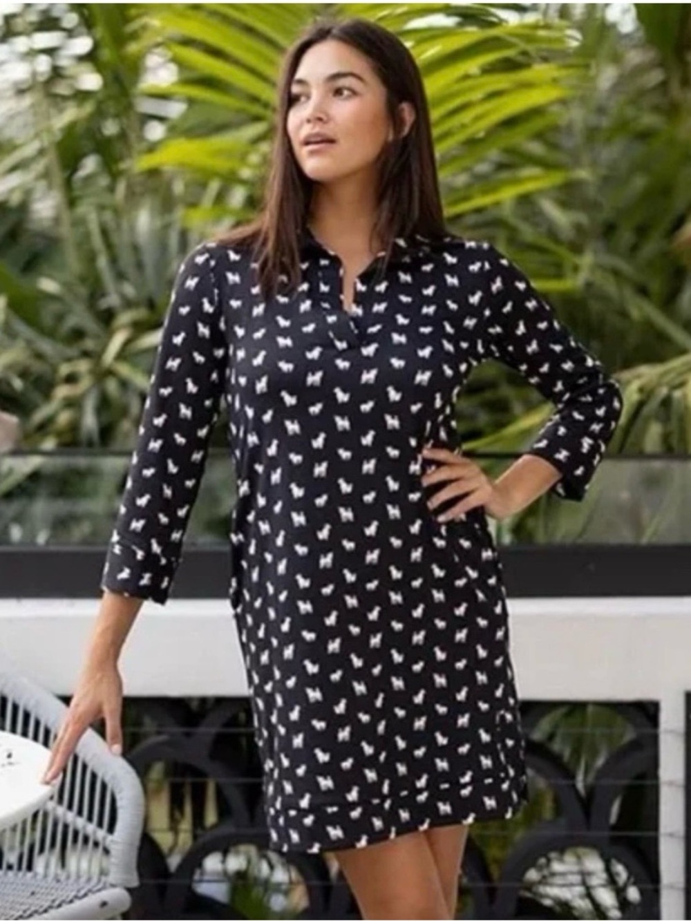 Jude Connally Finley Jack Russell Dog Print Shirt Dress